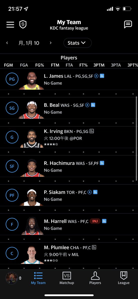 kazuma_nba11's tweet photo. ハレルはもう時間の問題だし、アダムスも普通に帰ってくるでしょう。あとはベンシモンズさん頼みますよ！！Team名Where dreams come trueの名に恥じないよう夢のロスター揃ってくれ。早くプラムリー切ってマレー獲りたい←
#KDCFantasy https://t.co/kc4wgOwHD1