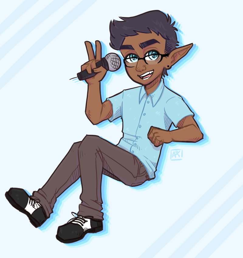 If anyone wants to draw my oc, feel free. Love seeing him in diffrent art styles!