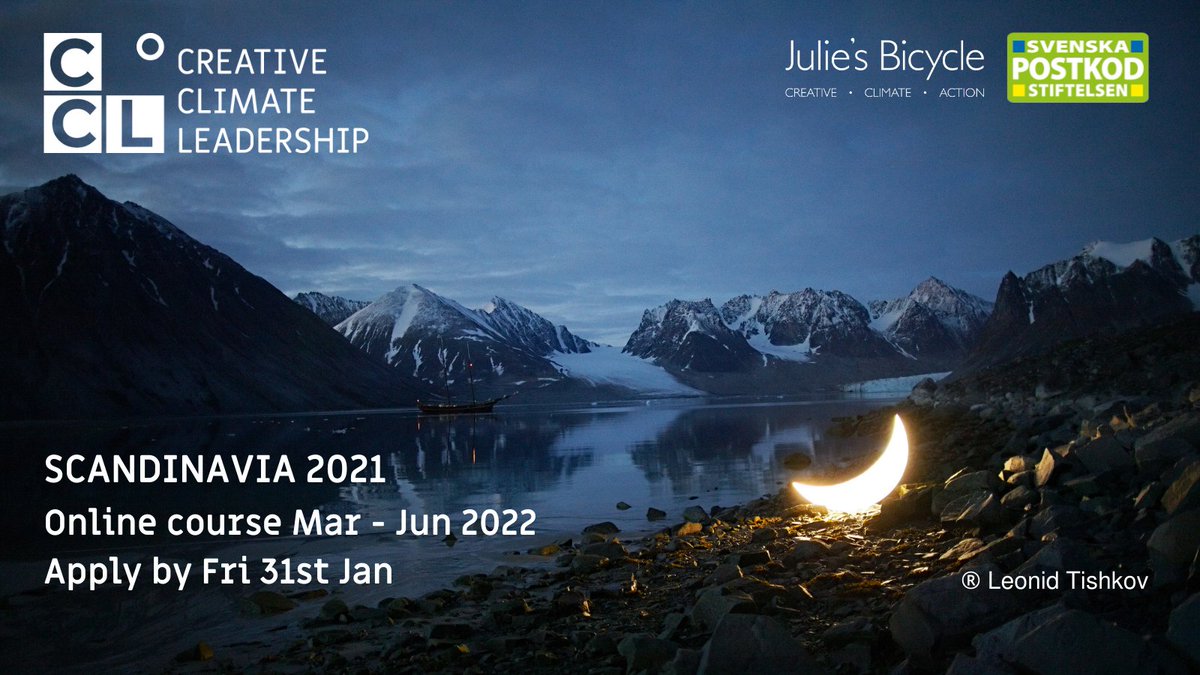 JuliesBicycle's tweet photo. Applications are open for our #CreativeClimateLeadership course presented in Sweden &amp; Scandinavia. 

Want to explore the role of culture &amp; creativity in responding to climate change &amp; environmental challenges? 
 
Apply before 31 Jan >> https://t.co/Sbr8kM2J7B https://t.co/KLP2mNGrHB