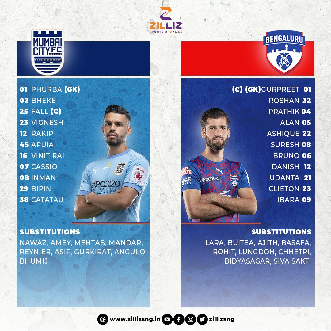 The starting lineups for #MCFCvsBFC are out!!!

#ISL #LetsFootball