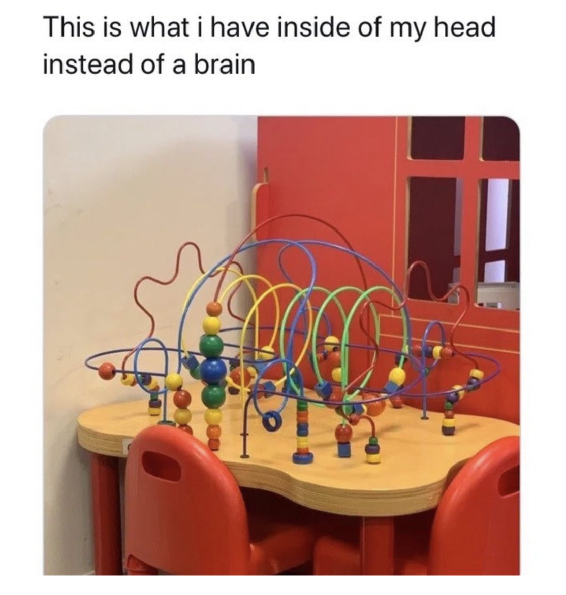 AMM2086's tweet photo. Upside down bouncing off the ceiling!! 🤪 #BPD2 #MentalHealthAwareness #bipolardisorder #carryon https://t.co/qPPrXbvI9l