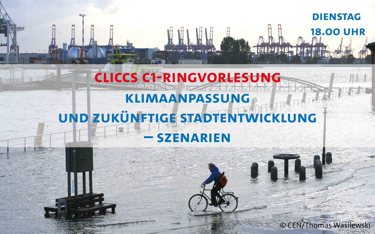 Nun geht’s weiter mit der #CLICCS Ringvorlesung: diese Woche mit Dr. Rita Seiffert von der Bundesanstalt für Wasserbau. Sie berichtet über die Tideelbe im Klimawandel. 
Mehr Infos und Registrierung: zfw.uni-hamburg.de/oeffentliche-v…