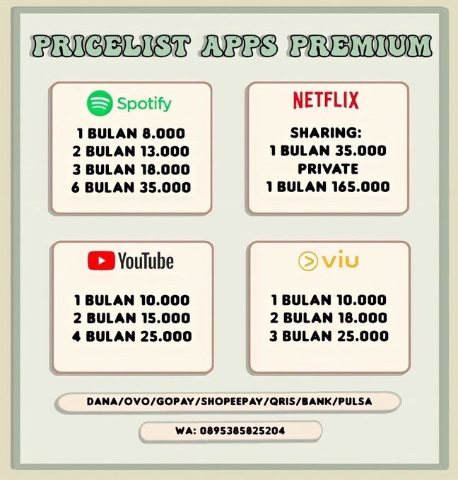 dm <a href="/clouwdyi/">ln. | Ready Aplikasi Premium • open order</a> kak jual app premium

—• bisa pakai akun pribadi/seller
—• premium dulu baru bayar

Minat? dm ke <a href="/clouwdyi/">ln. | Ready Aplikasi Premium • open order</a>

trusted since juni 2020. Jual spotify netflix viu youtube:)