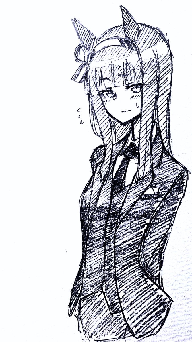 スズカさんが黒服を着ても似合う、という意見を賜り落書きしてみたけど、あーいけませんこれは…!!となってる。 https://t.co/K8RNwTNTdR 