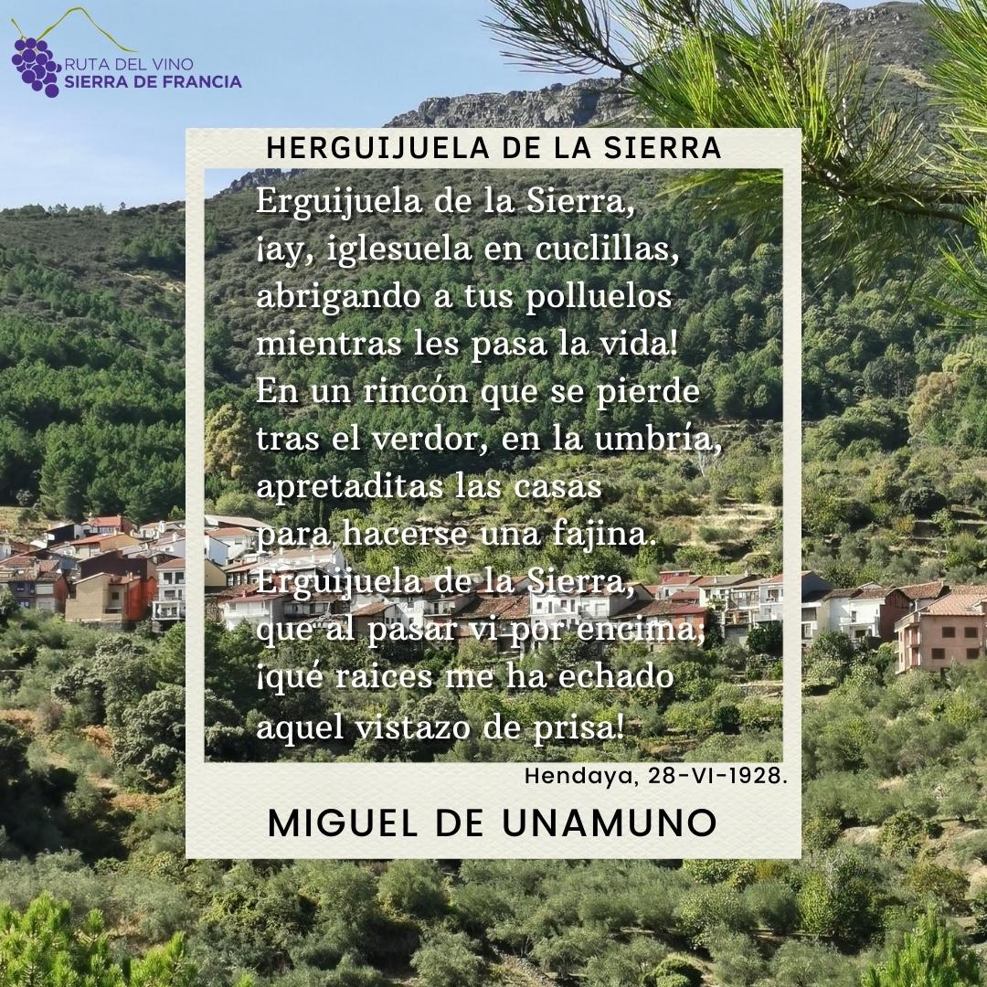 📚 #HerguijueladelaSierra socio de la @RVSierraFrancia formo parte de la vida de Miguel de Unamuno en sus visitas a la #SierradeFrancia (Salamanca) a la que dedico este bello poema ✍️ #MigueldeUnamuno #Cultura #RutadelVinoSierradeFrancia #RutasDelVinoCyL #EnoturismoRVE