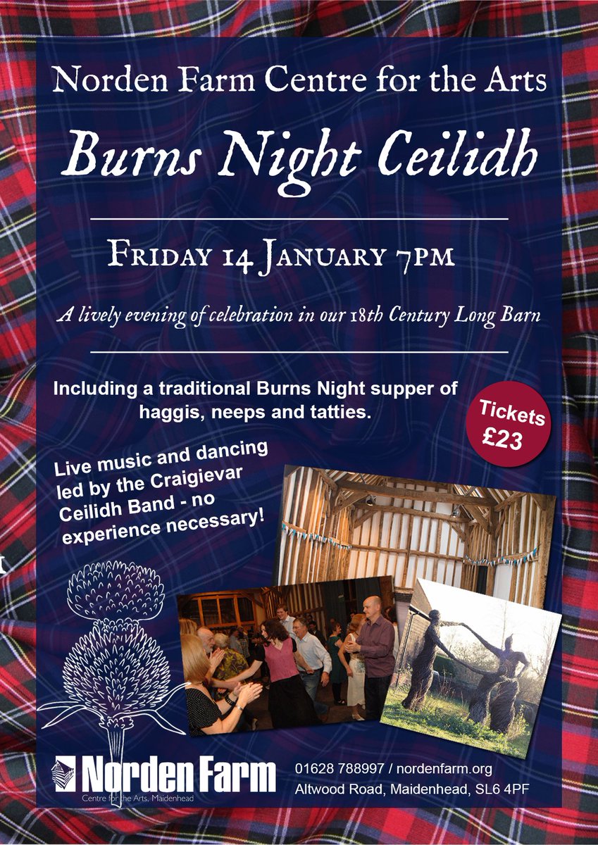 nordenfarm's tweet photo. Take your partners please for our #BurnsNightCeilidh on Fri 14 Jan! ➡ https://t.co/5LNVQLU0u7
Join the Craigievar Ceilidh Band in the Long Barn for a sociable evening of music and dancing. The evening also includes a traditional #BurnsNight supper of haggis, neeps and tatties. https://t.co/fEroBihMAW