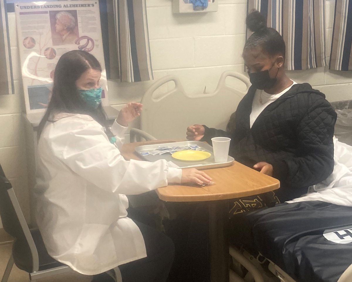 Dewey_Ray's tweet photo. Another skills day in CNA class!  Ms. D doing a great job getting these students ready for Boards and Clinicals!  #NHREC #NewHorizonsCTE #BoldlyGoing @NHREC_VA @NHREC_CTE_BF https://t.co/2YlCQU38B3