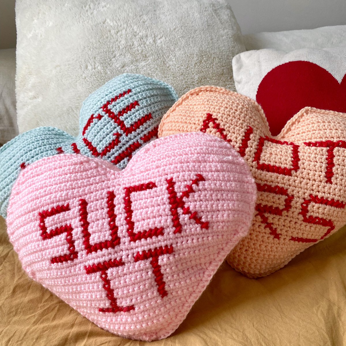cozytangerine's tweet photo. Anyone else as excited as me about these conversation candy heart pillows? 💝🤣 https://t.co/tR7hPXhtQ4
