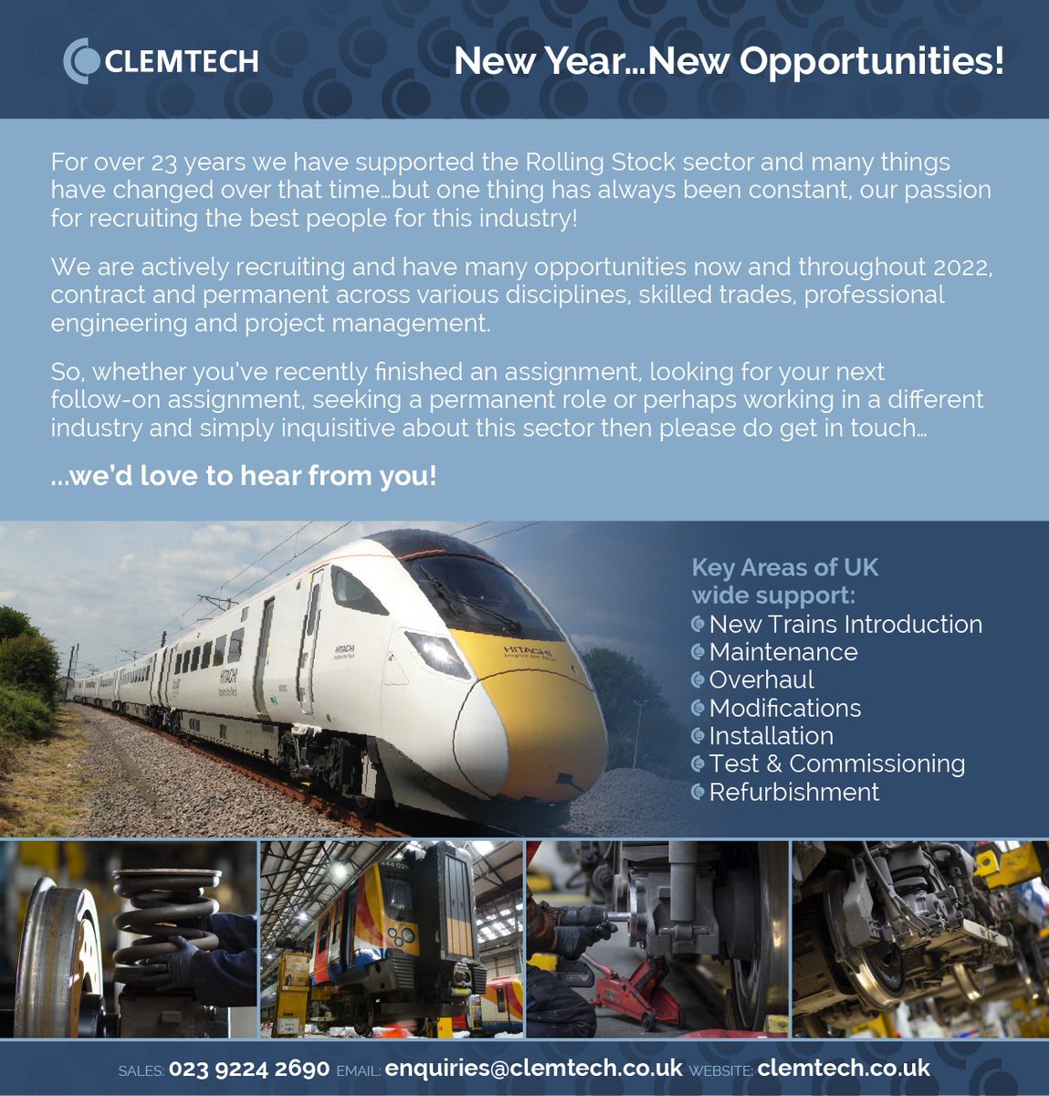 Are you looking for a change in career this year?

Call Clemtech on 02392 242 690!