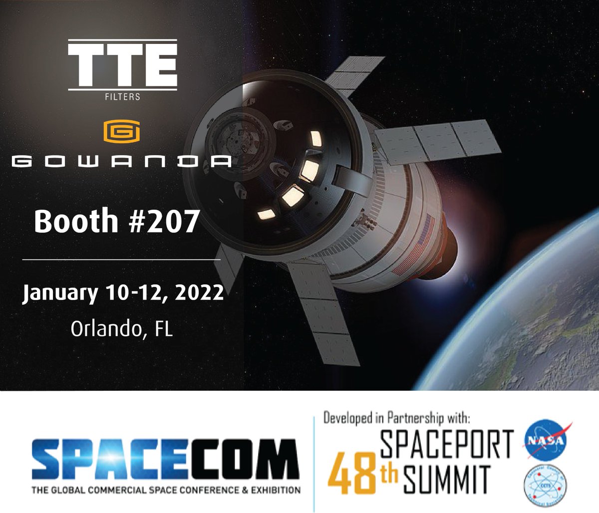 Gowandaelect's tweet image. We are excited to be attending the @SpaceComExpo! Meet our team at booth #207 along with our Family of Brands @TTEFilters! #SpaceComExpo #SpaceCom #SpaceportSummit
