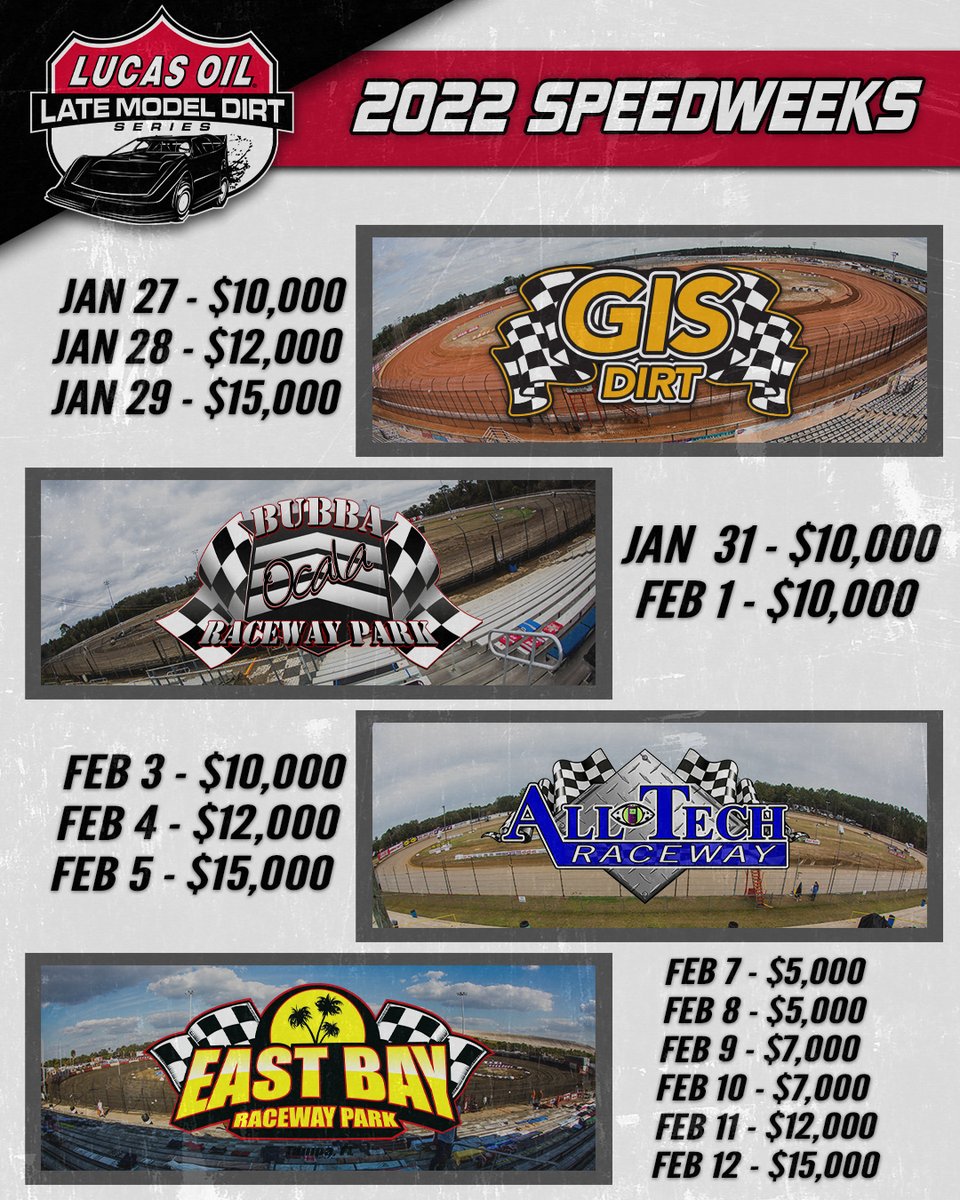 2022 #LucasDirt Speedweeks kicks off in just a few short weeks! 

Which race (or races) are you planning to attend?