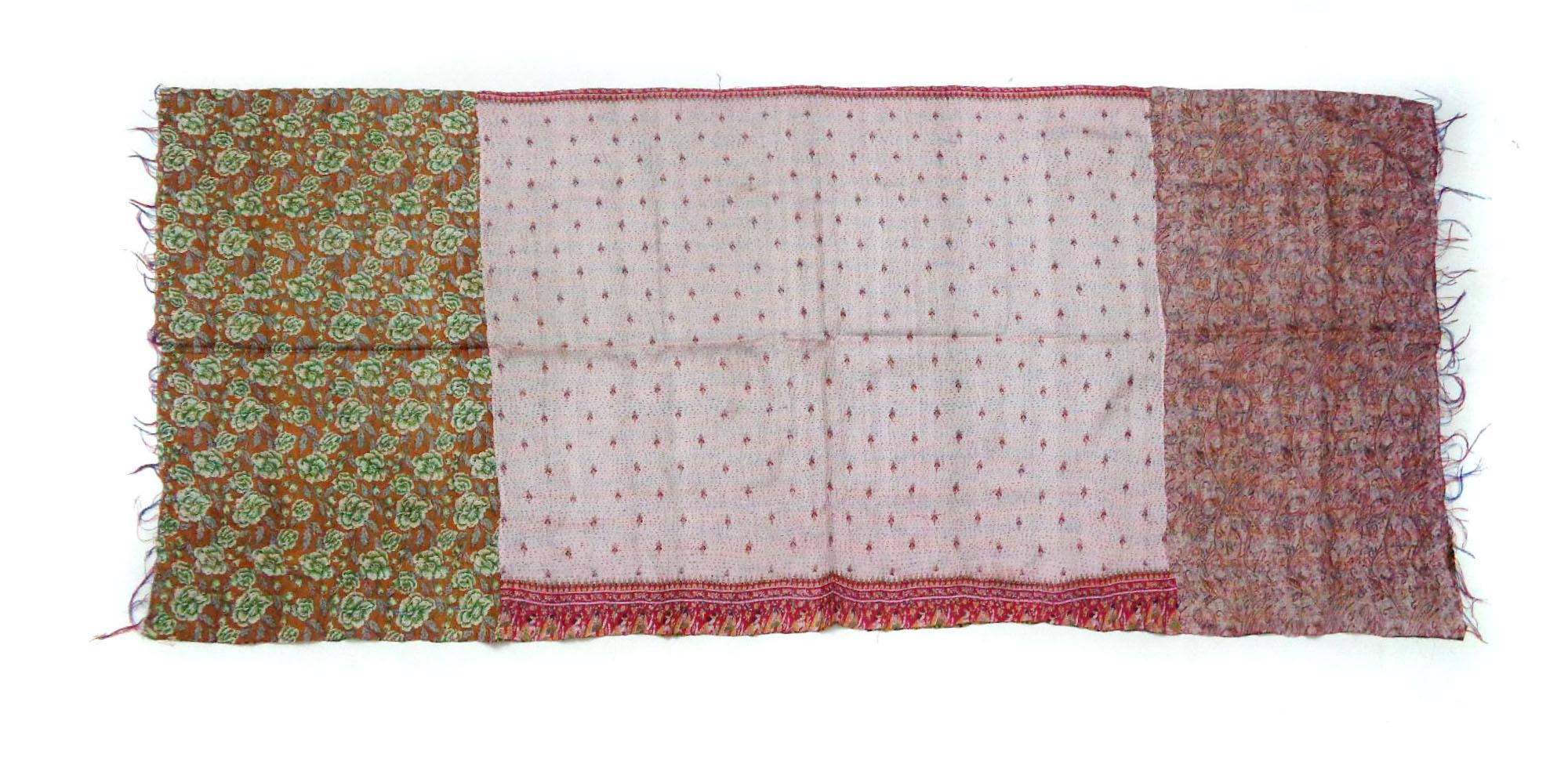 Handmade long Silk Kantha Scarf Head Wrap Stole Dupatta headband Collar Neckerchief Scarves KE32