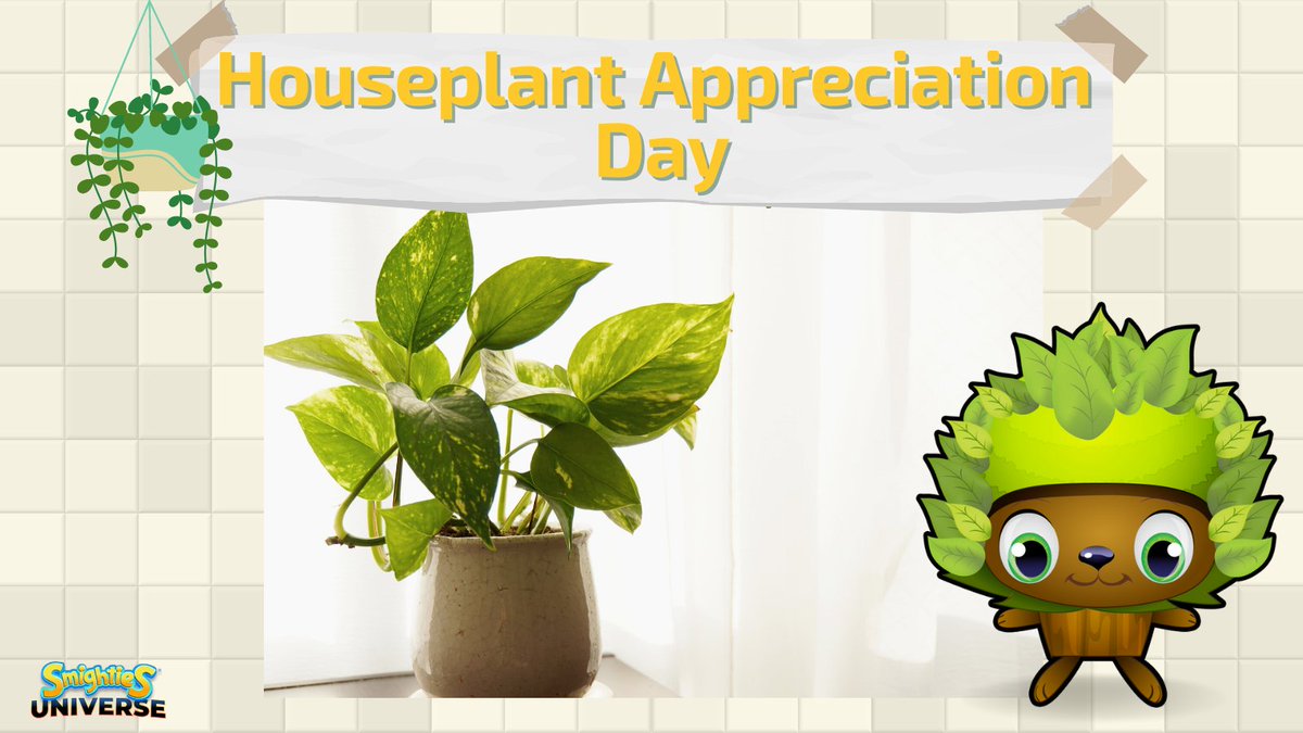 SmightiesU's tweet photo. Happy #HouseplantAppreciationDay 😃 Our Smighty Woodrow is asking you to give a little extra TLC to your houseplants today, as their therapeutic powers are often overlooked. Water those babies!🌱 #NFT https://t.co/AjBhIHzGSB