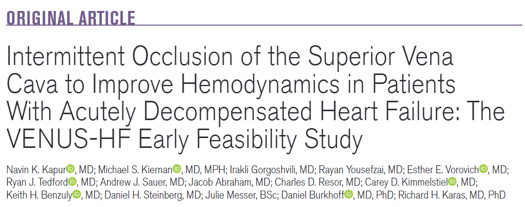 DrSethdb's tweet photo. Congratulations @NavinKapur4 and colleagues for the publication of VENUS-HF evaluating novel approach to ADHF using intermittent SVC occlusion with the preCARDIA device
https://t.co/qN7RoaZBF3 https://t.co/V63YEtos8Y