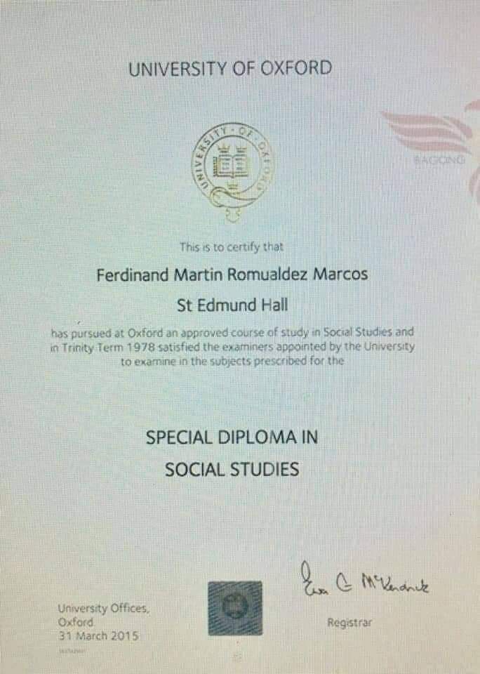ito yong diploma ni BBM sa Oxford na hinahanap ng mga pinkachu.