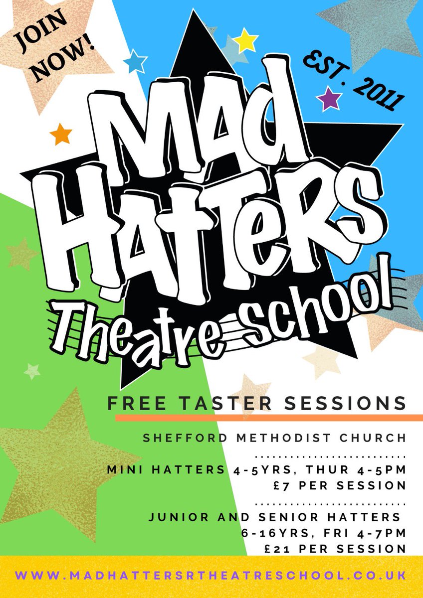 🎭 CLASSES STARTING THIS WEEK…!!
.
🎭 BOOK NOW VIA THE LINK FOR A FREE TASTER SESSION!
.
🎭 JOIN THE MAD HATTERS FAMILY IN OUR 10TH YEAR OF SUCCESS!!! 🎉
.
campscui.active.com/orgs/MadHatter…

#madhattersrocks #JoinTheMadHattersFamily #dance #sing #act #SurvivingThePandemic #Shinelikeastar