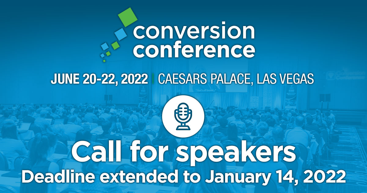 The call for speakers deadline for Conversion Conference has been extended to Friday, January 14th. This is your chance to send us your application and share your expertise at the podium! conversionconference.com/call-for-speak…

#CConf #ConversionConference #DigitalGrowth #DigitalMarketing