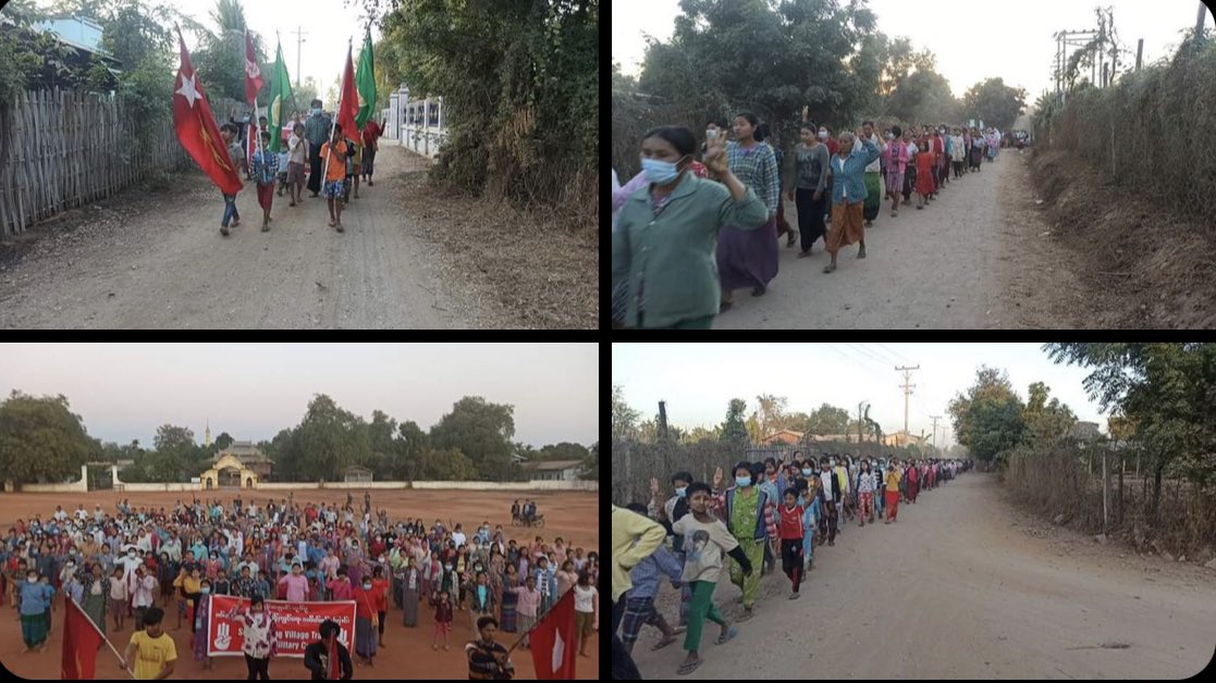 Residents, teachers and parents from Letpadaung Taung village, Salingyi, rallied today in voicing out their oppositions to Illegitimate Military ruling.   #NoFlyZoneInMyanmar #2022Jan10Coup #WhatsHappeningInMyanmar