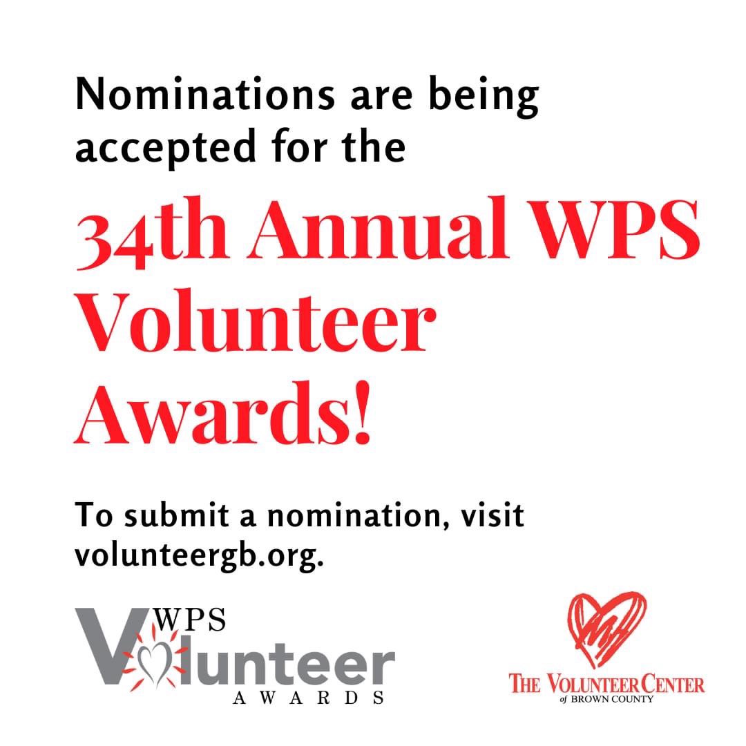 Volunteer Center of Brown County (@volunteergreenb) on Twitter photo Nominations are being accepted for the 34th Annual <a href="/WIPublicService/">Wisconsin Public Service</a> (WPS) Volunteer Awards!
Visit volunteergb.org/general/2022-w… to submit your nomination.
#wpsvolunteerawards #creatingstrongercommunities #celebratevolunteers Nominations are being accepted for the 34th Annual <a href="/WIPublicService/">Wisconsin Public Service</a> (WPS) Volunteer Awards!
Visit volunteergb.org/general/2022-w… to submit your nomination.
#wpsvolunteerawards #creatingstrongercommunities #celebratevolunteers