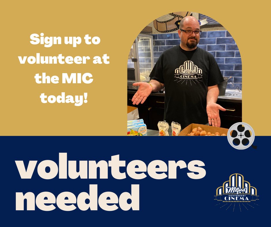 Need NHS hours? Looking for something to do on the weekends? Why not volunteer at the MIC! You get a free small popcorn for helping out, and you get the chance to meet other movie-lovers in your community. Just sign up on our website, milfordcinema.org