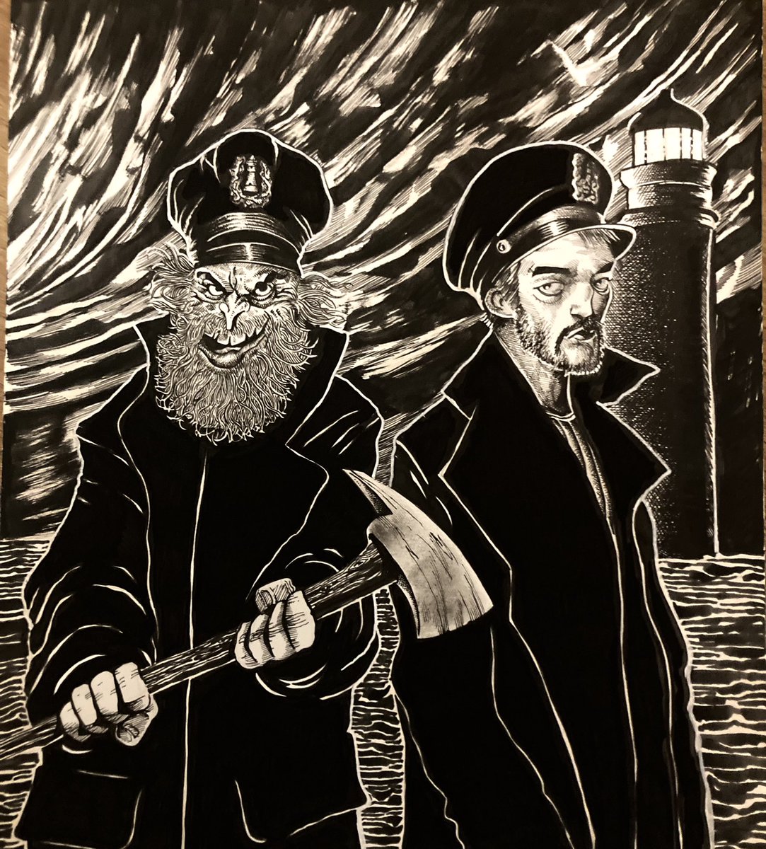 Thomas and Thomas. #thelighthouse #RobertPattinson #WillemDafoe #inkdrawing #a24 #drawing https://t.co/KVGwxnZ5IY.