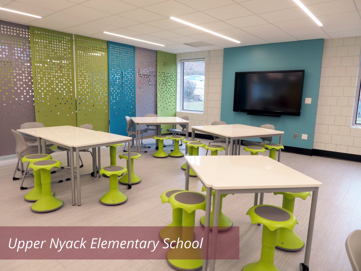 Nyack_Schools's tweet photo. Our elementary #GlobalLearningCommons are taking shape! Flexible seating, enhanced technology and an invigorating color palette create these #innovative learning spaces. Here’s a sneak peek at the updated design, we can’t wait to see the final stage! #NyackSchools @BudhaiSEudes https://t.co/tgFx8edKsr