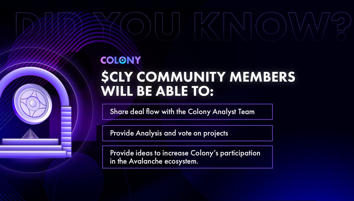 Colonylab's tweet photo. In Q1, our community will be able to see the deal-flow of early-stage projects on #Avalanche ! 

You'll be able to vote on projects, provide analysis &amp; even submit new ones! 

As we continue to evolve into an inclusive #DAO, we want to include the community every step of the way. https://t.co/sX0PDllBS4