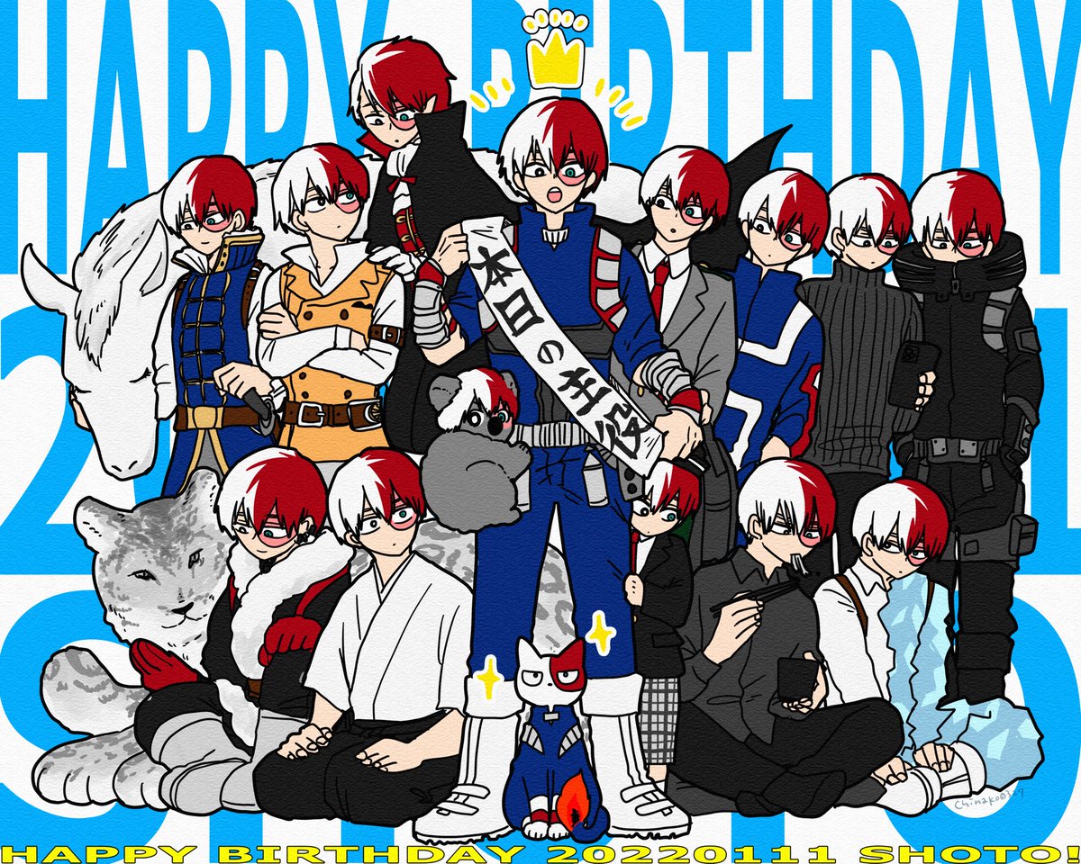 todoroki shouto burn scar happy birthday costume two-tone hair red hair male focus glasses  illustration images