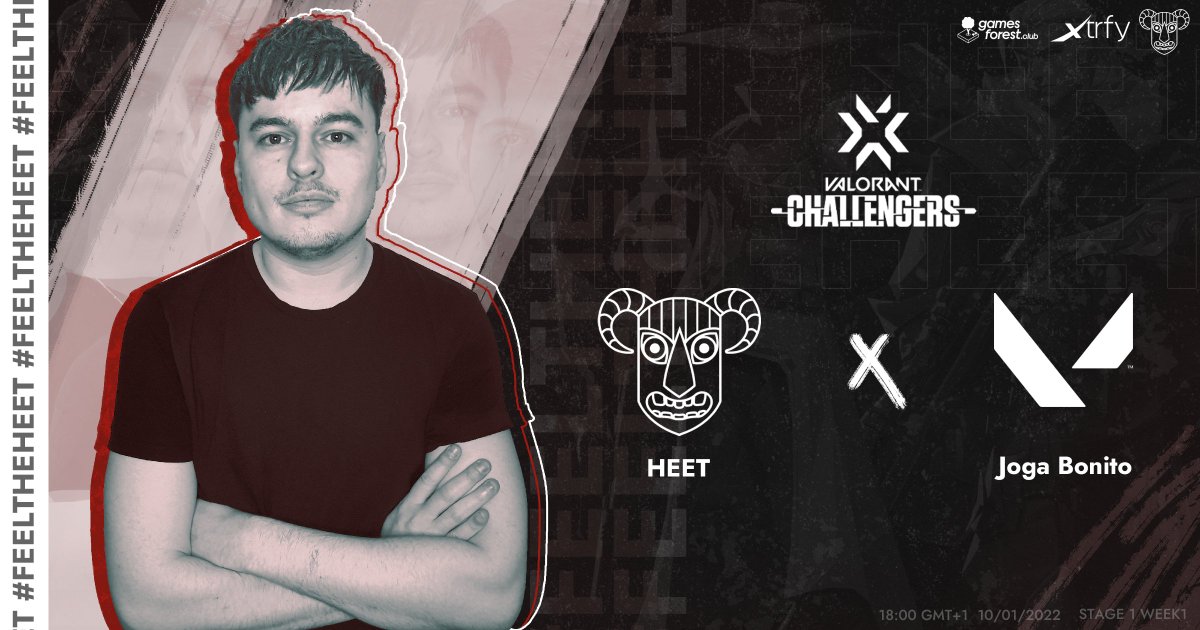 📢VALORANT GAMEDAY

Our #VALORANT boys will be facing Joga Bonito in their first match of the #VCT open qualifiers 👊

Start time is 17:00 GMT/18:00 CET

#FeelTheHEET 🔥

<a href="/Xtrfy/">Xtrfy</a> - #GamesForest