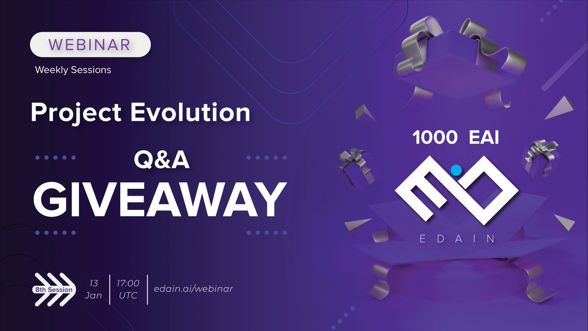 edainsw's tweet image. 🏆Want to win 1000 #EAI within our Giveaway?
👉Complete this form in order to enter the Zoom Q&amp;amp;A session at the end of our webinar: bit.ly/3zGukGi

#EdainWebinarSeries #JoinTheKnowledgeRevolution