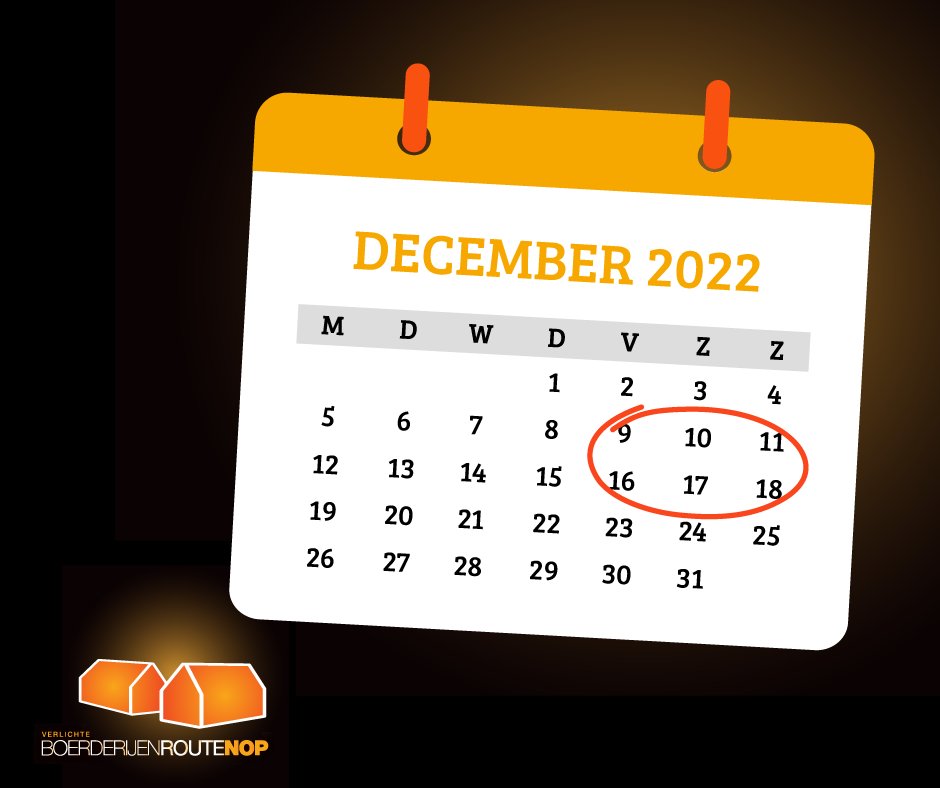 De volgende editie van de Verlichte Boerderijenroute Noordoostpolder vindt plaats in de weekenden van 9, 10, 11 en 16, 17, 18 december 2022. 

Zet jij de #lichtroute ook vast in je agenda? 

#verlichteboerderijenroute #noordoostpolder #toerismeflevoland