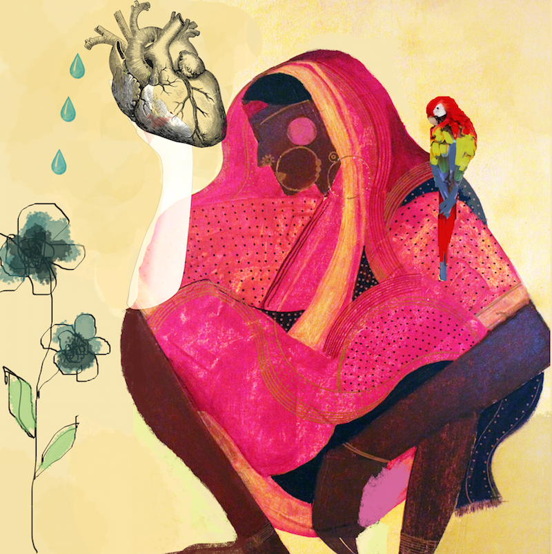 Indian {Mona} Lisa Series  (100 paintings)
by Sid K

"Watering the Flowers" 2022, Sid Katragadda
3200 × 3264 px acrylic/ink/digital painting