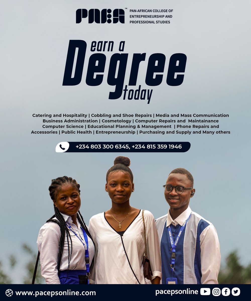 pacepsonline's tweet photo. Admission into a new semester is in progress.

Kindly visit our website https://t.co/624LgqZuoY for more enquiries or call us on 08153591946.

PACEPS _riasing global entrepreneurs_ https://t.co/Jpy6rqWcgI