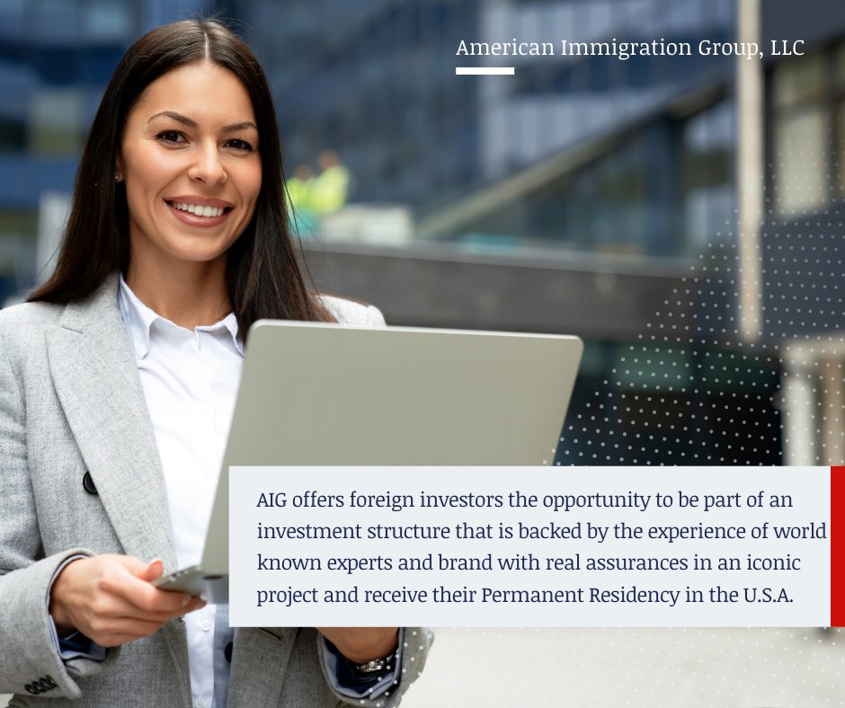 AIG offers foreign investors the opportunity to be part of an investment structure that is backed by the experience of world known experts and brand with real assurances in an iconic project and receive their Permanent Residency in the U.S.A.
eb5aig.com
#aig #eb5