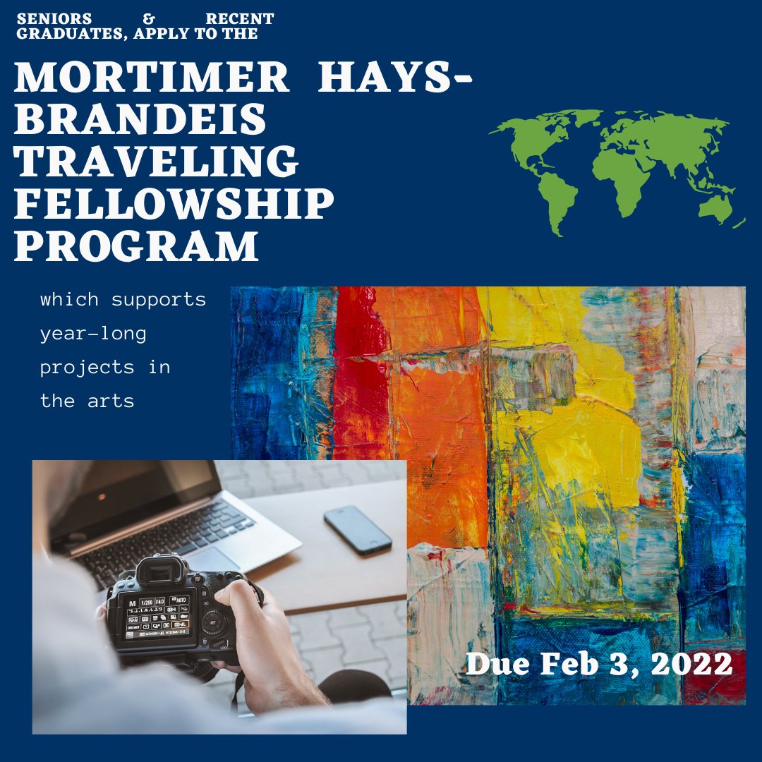 YaleFellowships's tweet photo. The Yale nomination for the Mortimer Hays-Brandeis Traveling Fellowship Program is accepting applications from seniors &amp; recent graduates until February 3. Learn more about this amazing arts opportunity here:  https://t.co/YFgubJ25nM. https://t.co/xyX42ePnuz
