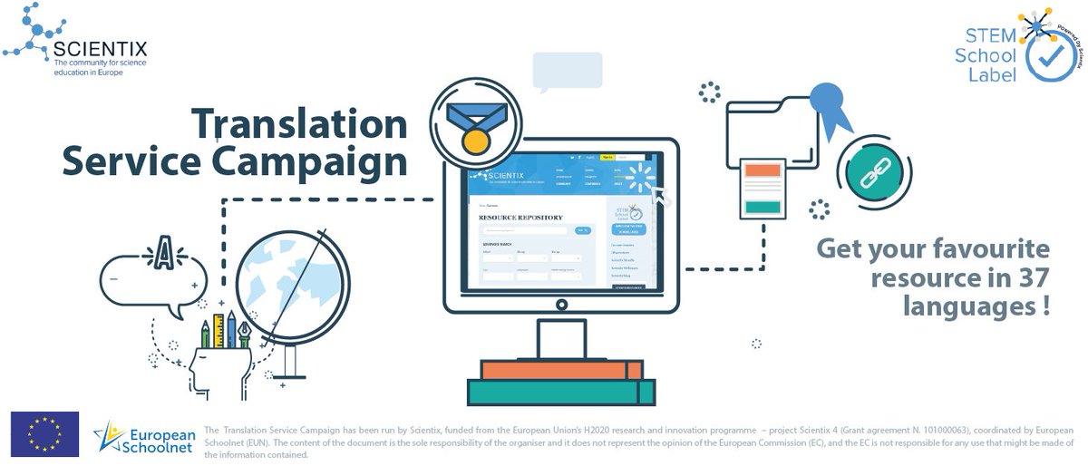 Today we launch a new #TranslationServiceCampaign 🔥

Until 30️ January we invite you to vote for your favourite #Scientix resource and get the chance to have it translated into 37 languages! 

Read the criteria and how to cast your vote 🗳️ scientix.eu/translation-se…