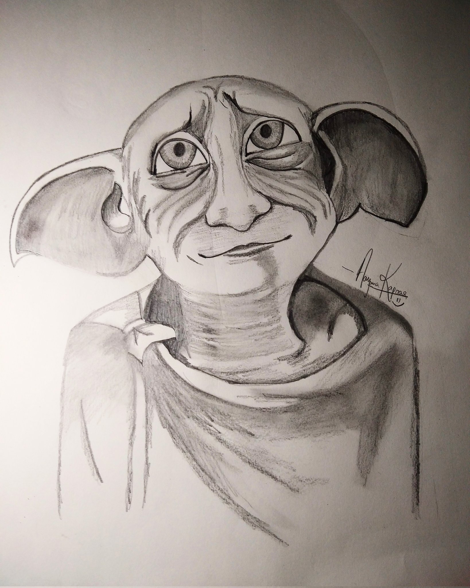 Pencil drawing of Dobby from Harry... - Faye stockley art | Facebook