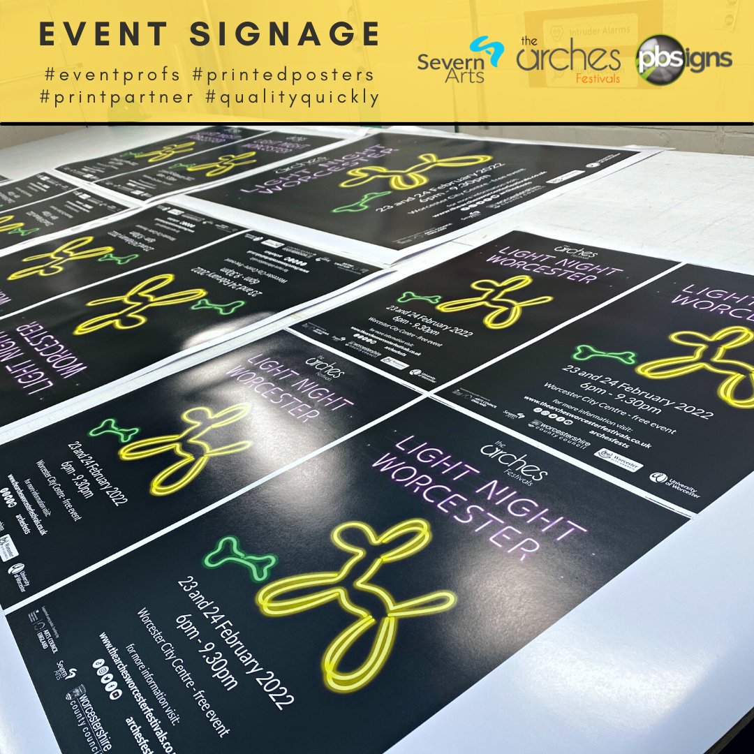 pb_signs's tweet image. Event signage on the print run today..... for 'Light Night Worcester' taking place 23th and 24th February | 6pm - 9.30pm 💡💡

#eventprofs #eventsignage #wayfindingsigns #posterprinting #printpartner #qualityquickly
@archesfests @SevernArts  @worcester_uni  @ace_national @worcscc
