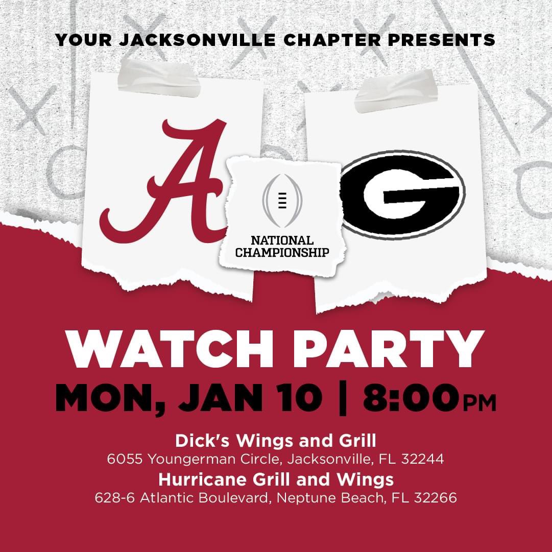 JaxBamaClub's tweet photo. Join us tonight!! #RollTide https://t.co/PEW3ssG9Y0