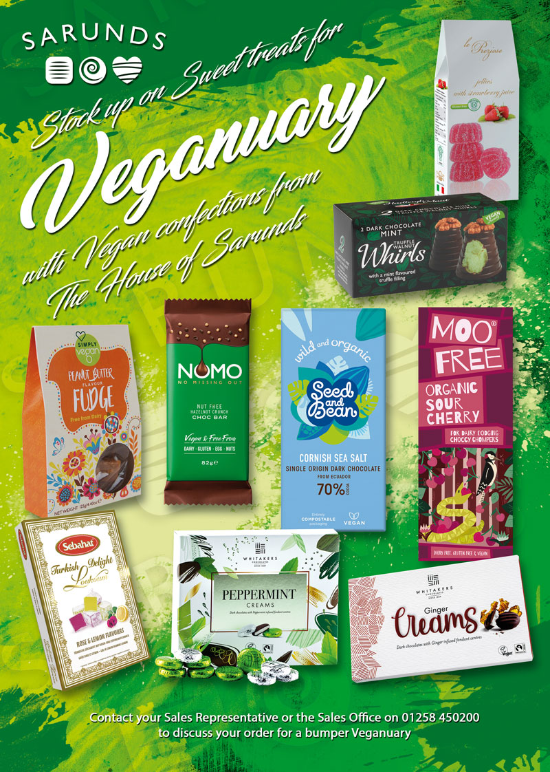 Trying Vegan this January? Sarunds are always looking for ways to be more environmentally friendly, and we have a wide range of over 130 Vegan products to help you increase your range and enable your customers to take part in this month-long event. bit.ly/vegan_sweets