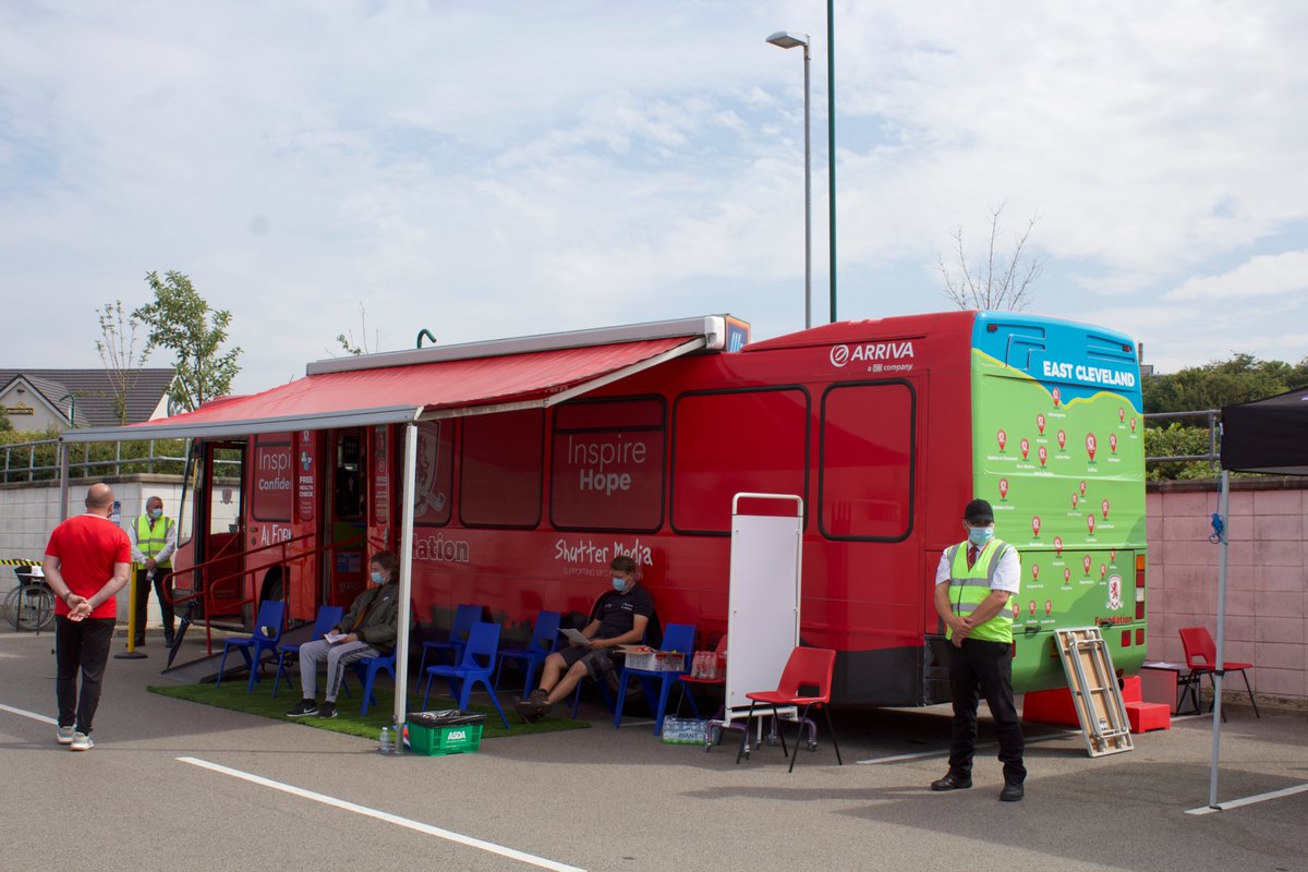 MFCFoundation's tweet photo. With Covid-19 cases in Middlesbrough and East Cleveland concerningly high, we are setting up the Foundation Bus as a mobile vaccination centre for the first time this year on Tuesday and Wednesday.

Full details of where and when 👇
 
https://t.co/JWFM9AgYmI https://t.co/Sf6S2UOvBk