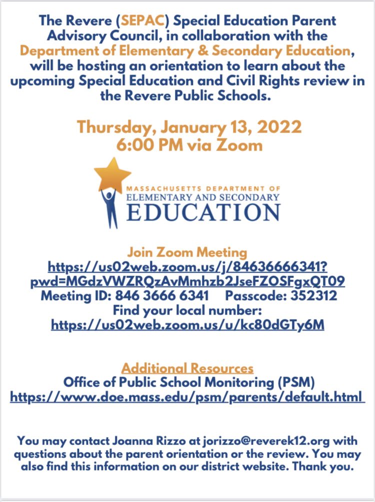 RPS_SpecialProg's tweet image. SEPAC Meeting January 13, 2022