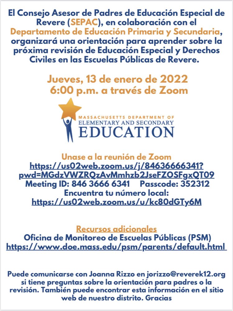 RPS_SpecialProg's tweet image. SEPAC Meeting January 13, 2022