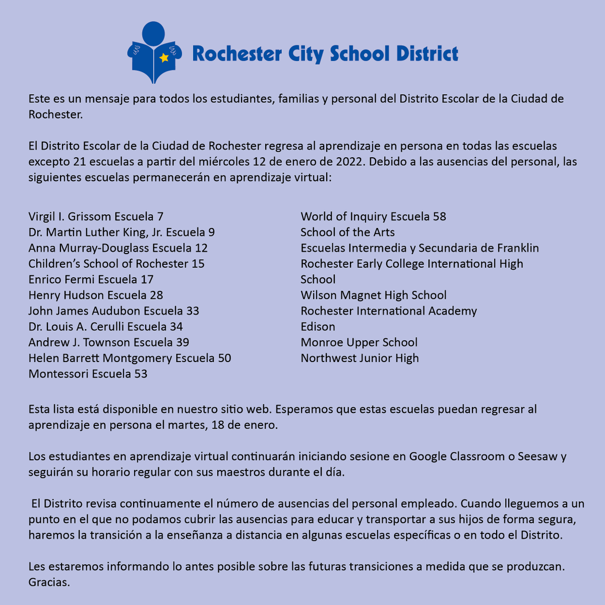 Rochester City School District tweet media