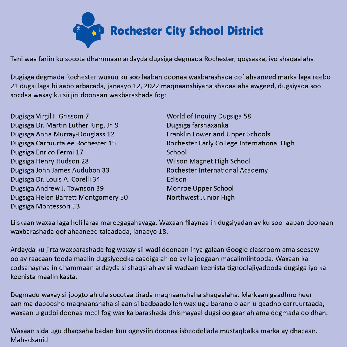 Rochester City School District tweet media