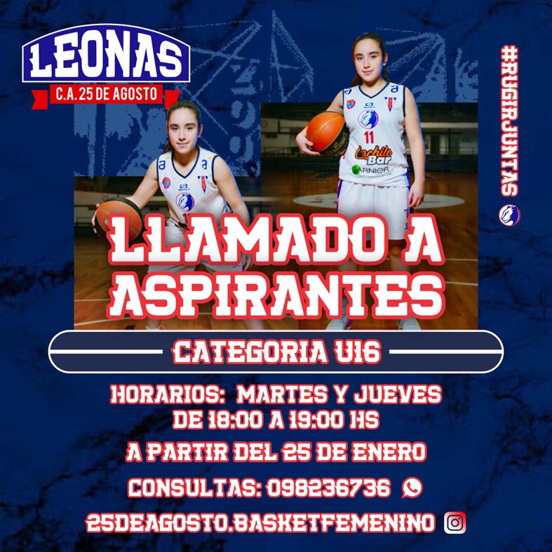 Arrancamos el 2022 con toda y seguimos creciendo, hacemos llamado para las generaciones 2006 y 2007 para competir en la categoría U16 en el torneo de formativas fubb femenino. 

Las esperamos!!! 

Consultas al 098236736 ☎️
.
#Rugirjuntas