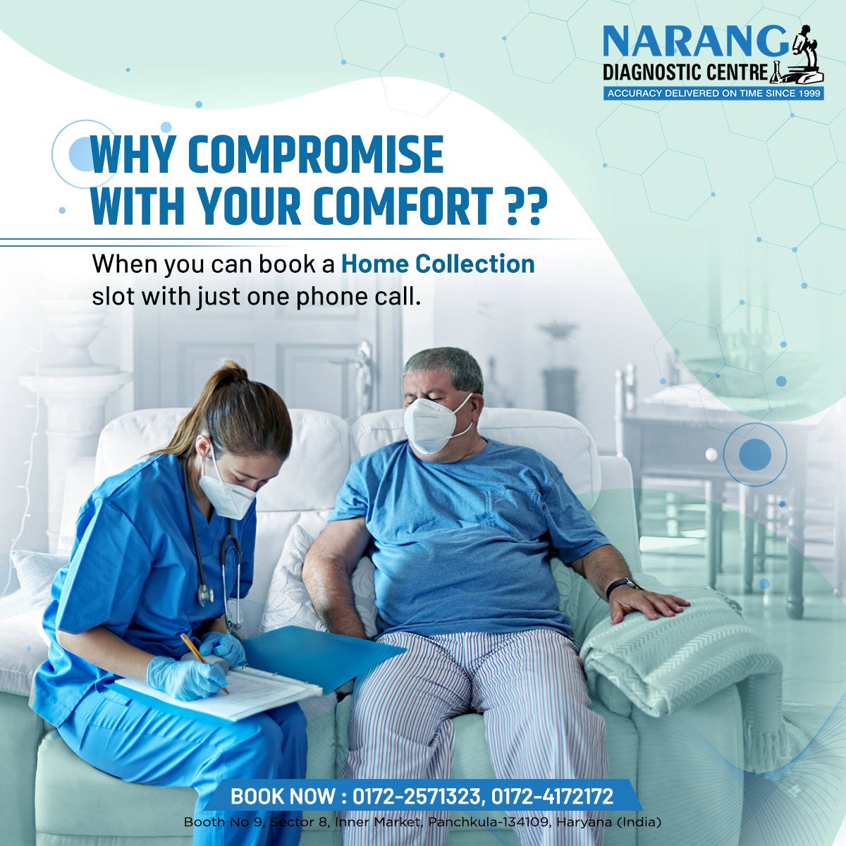 WHY COMPROMISE WITH YOUR COMFORT ?? 
When you can book a 𝐇𝐨𝐦𝐞 𝐂𝐨𝐥𝐥𝐞𝐜𝐭𝐢𝐨𝐧 𝐬𝐥𝐨𝐭 with just one phone call.
Book your Health Checkup now-0172-2571323 or 0172-4007070
#Healthpackage #Diagnosticcentre #Trusteddiagnosticcentre #Wholebodycheckup #narangdiagnosticcentre