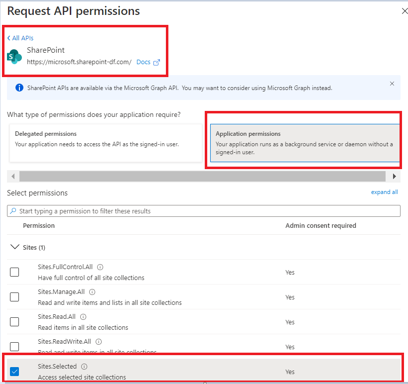 Looks like a new year gift !!

#SharePoint Sites.Selected permission now available in #AzureAD app reg 🤯🤯

Your CSOM/PnPPowerShell/CLI for M365 scripts and cmdlets already supports it now !!

Tks &amp; h/t to <a href="/koenzomers/">Koen Zomers</a> for spotting it!
#m365dev #pnpweekly #m365pnp #Microsoft365