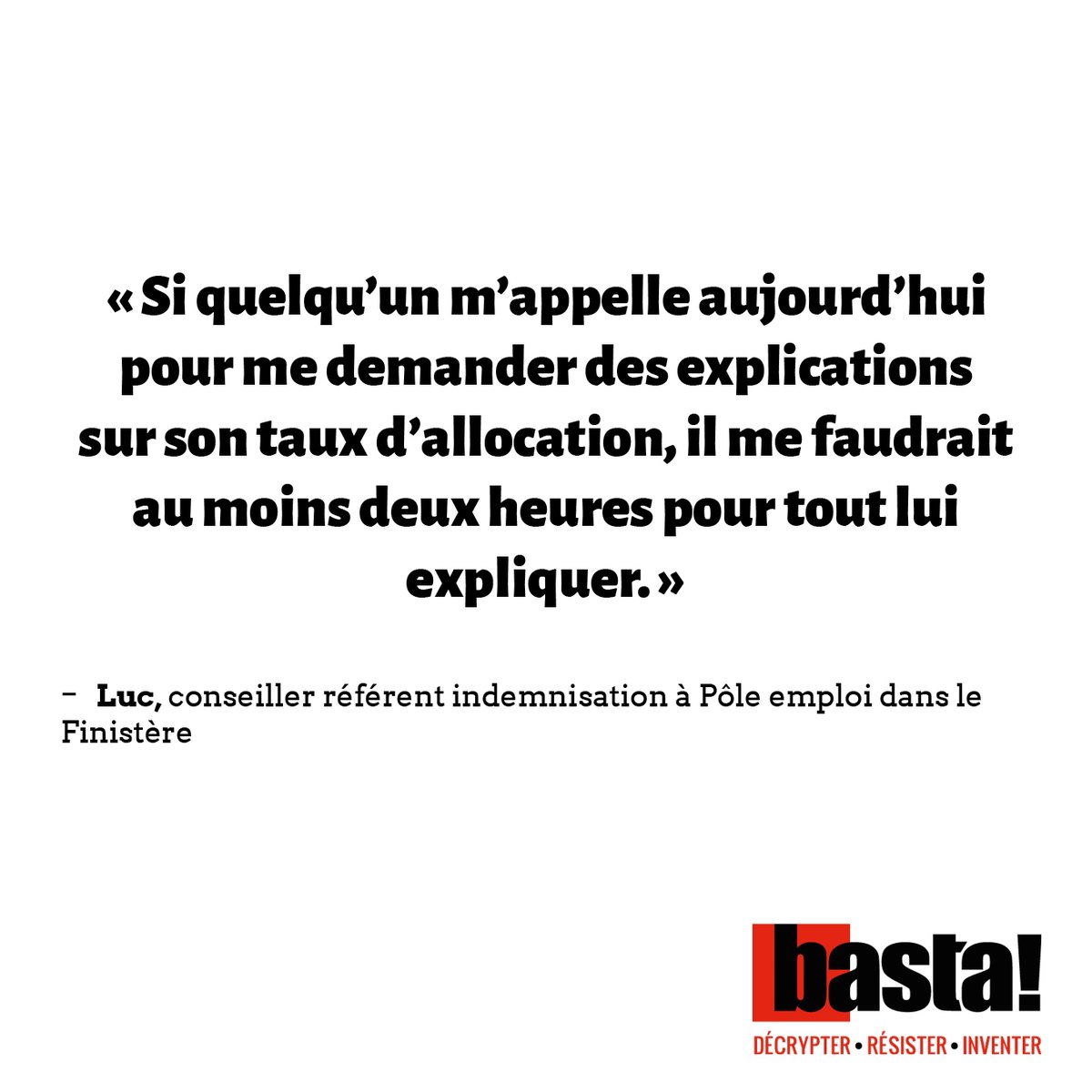 bastamedia_'s tweet photo. Les agents de Pôle emploi, chargés d’appliquer la réforme de l'assurance chômage, sont «désemparés» face à des mesures «difficiles à comprendre, difficiles à appliquer et quasi impossibles à expliquer». Certains se sentent même dépossédés de leur expertise https://t.co/9FWkqgJcWH https://t.co/ruW9GhVoIk