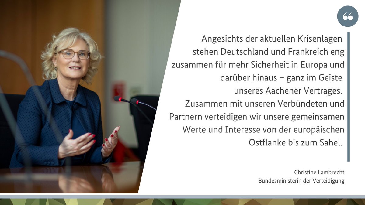 "Frankreich ist und bleibt unser wichtigster Partner in Europa", betont Ministerin Lambrecht nach einem Gespräch mit ihrer 🇫🇷 Amtskollegin <a href="/florence_parly/">Florence Parly</a>. Am 1. Januar hatte Frankreich die #EU2022FR übernommen, diese Woche treffen sich die EU-VerteidigungsministerInnen.